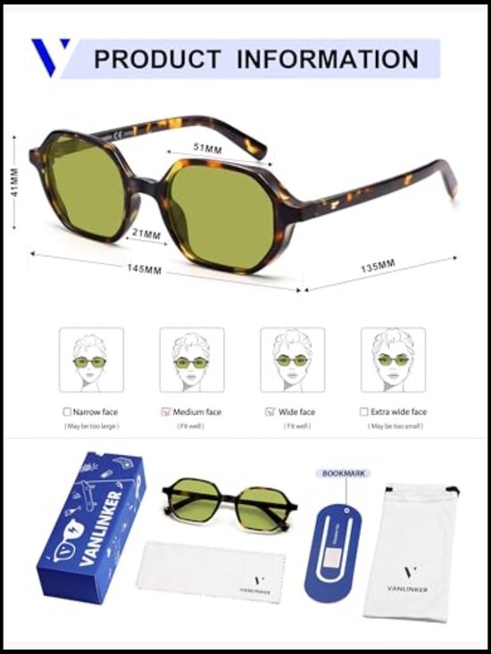 Hexagon Square Polarized Sunglasses Retro Unisex Shield Frame main image 6